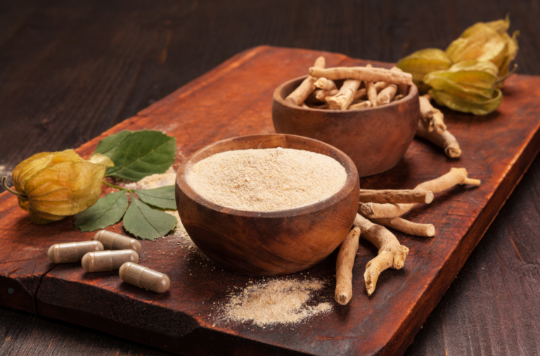 ashwagandha root powder on a table